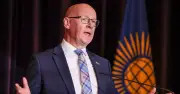 John Swinney forced to sing God Save the King at Commonwealth Games
