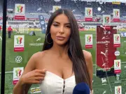 Kim Kardashian Lookalike Football Host Stuns in Silk Night Dress