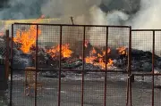 Loyalist Bonfire with Replica Mosque Lit Early Before Police Removal