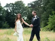 Melanie C Wears Victoria Beckham Gown and Adidas Tracksuit at Wedding