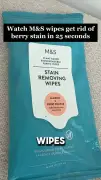 M&S £1.25 Stain Remover Wipes Remove Berry Stain in 25 Seconds