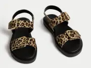 M&S Leopard Print Sandals Comfortable No Rubbing Blisters First Wear