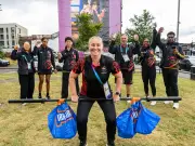 Papua New Guinea swimming team tries IRN-BRU challenges at Barras Market