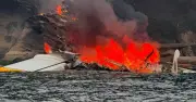 Plane passengers escape after crash landing and explosion near Seattle