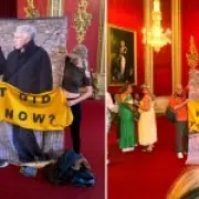 Protesters Hang Picture of Andrew and Epstein Inside Buckingham Palace