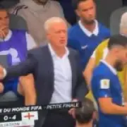 Rayan Cherki clashes with Deschamps during France's World Cup defeat to England