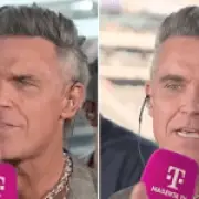 Robbie Williams Defended by Fans After Spitting Object on Live TV During World Cup Final