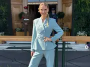 Rory McIlroy's Ex Caroline Wozniacki Stuns at Wimbledon in Pale Blue Pantsuit