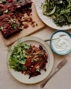 Sami Tamimi’s Aubergine Dolma Bake with Spicy Herb and Spinach Salad Recipe