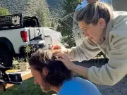 Singer Tyler Hubbard in agony as wife removes fish hook from head