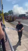 Smoke billows from Sofa Superstore fire after van and lorry blaze in car park