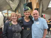 Wishaw charity king Les Hoey attends Scottish Parliament opening with MSP Clare Adamson