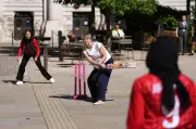 Yvette Cooper plays cricket with exiled Afghan women's team in London