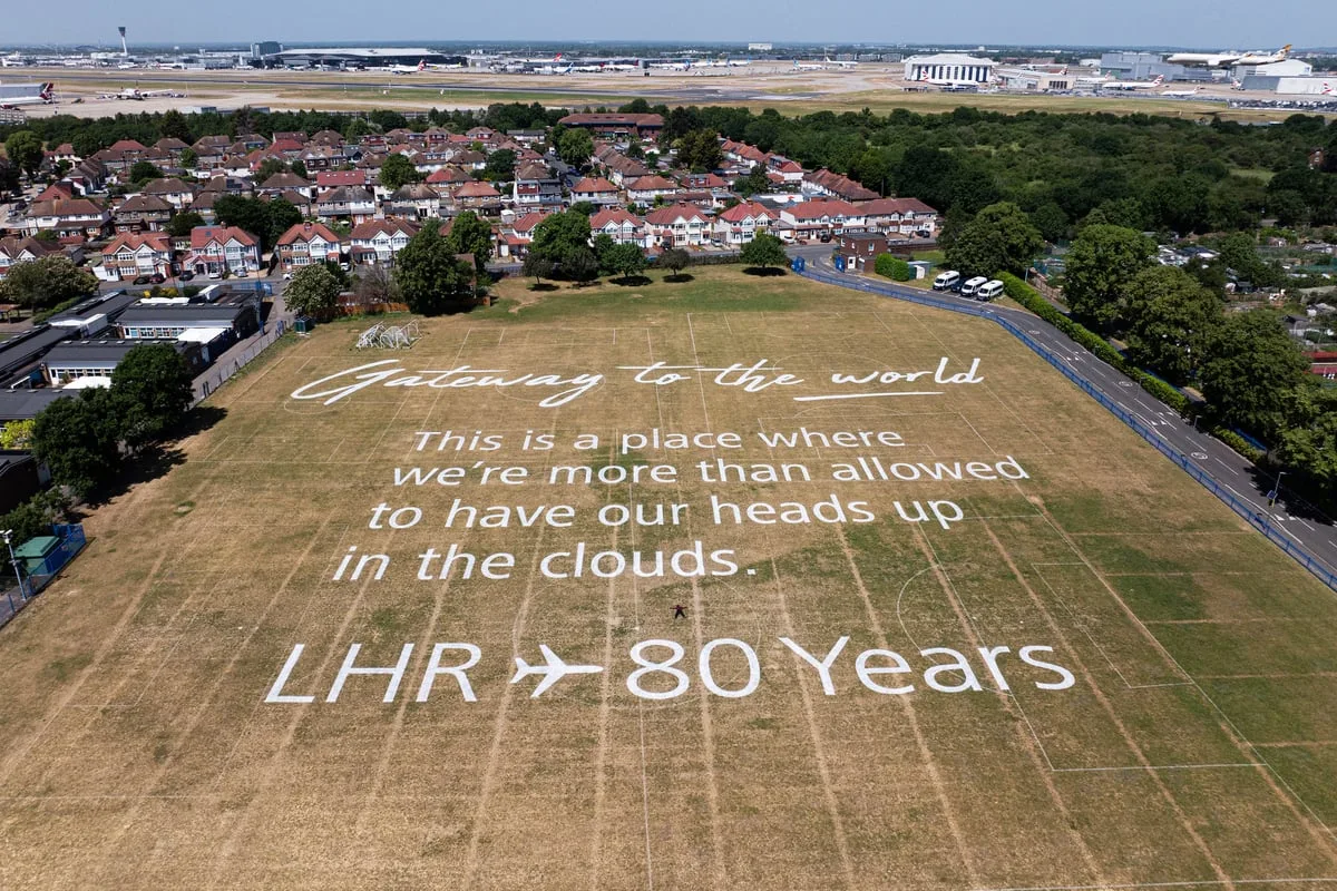 Poem etched in field marks Heathrow's 80th anniversary