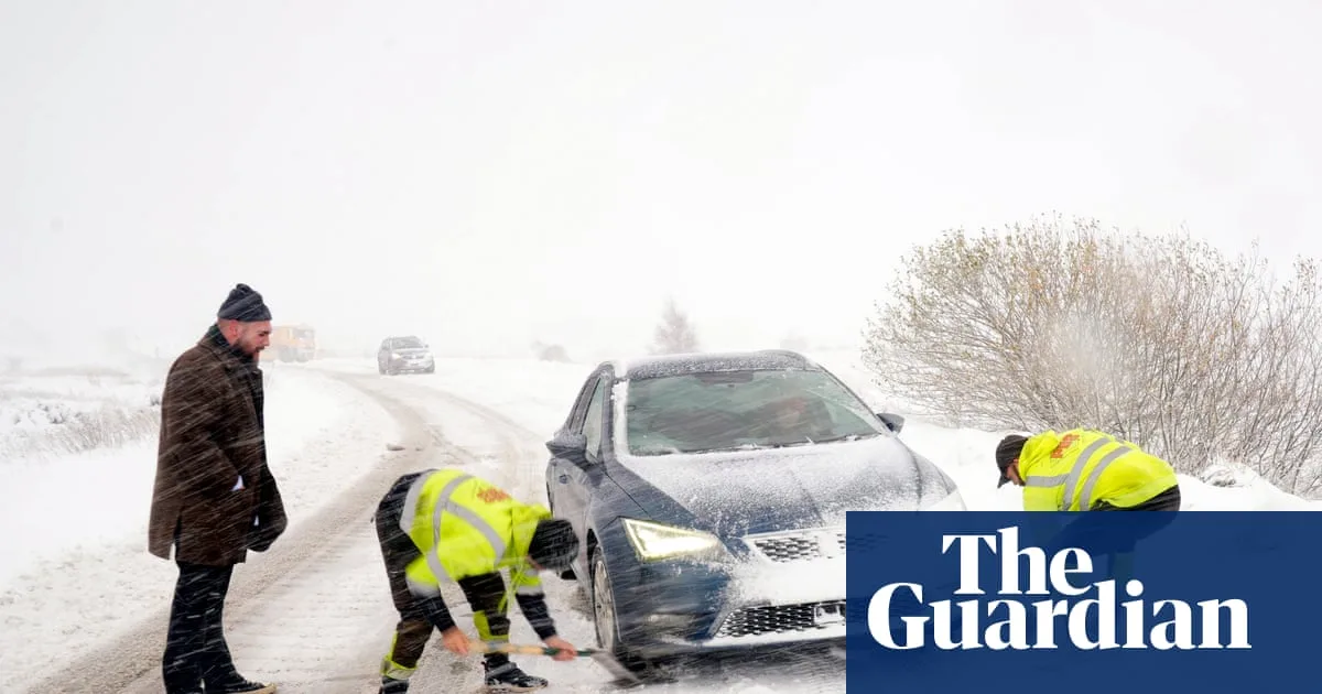 Arctic blast: snow and ice cause travel chaos and school closures across UK