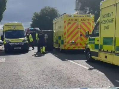 Air ambulance lands in Bury after man injured in railway bridge fall