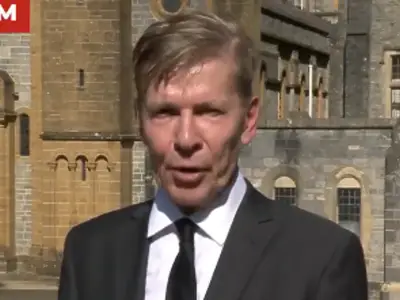 Andrew Pierce Struggles to Hold Back Tears at Ann Widdecombe's Funeral