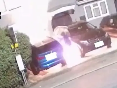 Arsonist sets own hand on fire while torching family cars in Slough