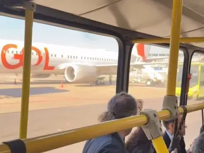 Bus crashes into plane wing at Brazil airport during boarding