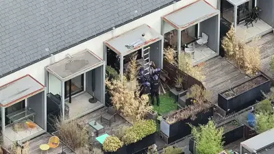 Drone footage captures cops dragging sleeping suspect from roof