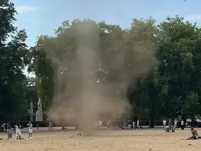 Dust devil mini-tornado rips through Greenwich Park