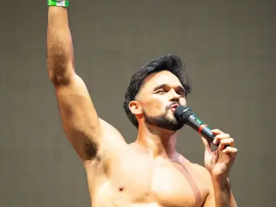 Gareth Gates stuns fans with tiny trunks and pink chaps at Manchester Pride