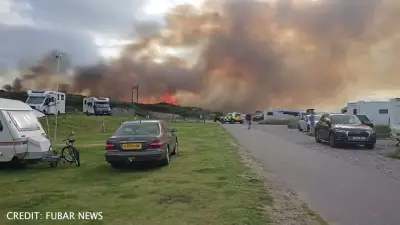 Huge fire near Scots caravan park causes power cuts as crews battle blaze