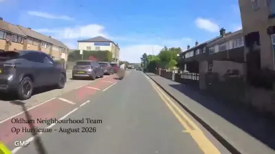Oldham biker falls after police chase near-miss with pedestrian