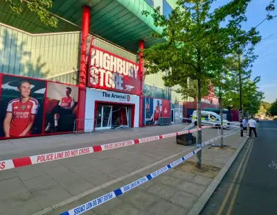 Police hunt suspects after Arsenal store raid in Highbury