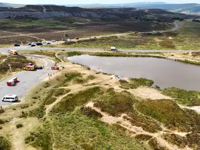 Swimming warning at pond used to fight major wildfire