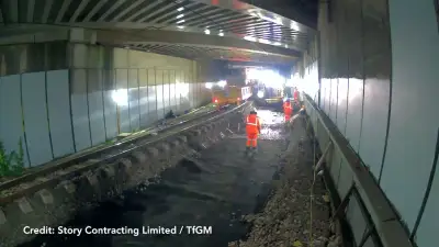 Timelapse shows major Metrolink track replacement at Cornbrook