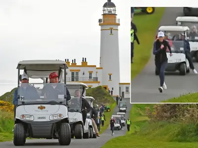 Trump aide Natalie Harp pictured chasing golf cart in Scotland