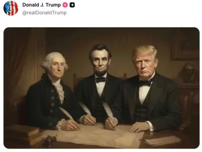 Trump Blasted Over AI Image With Lincoln, Washington