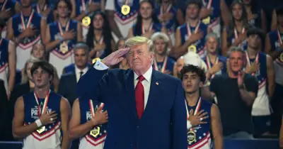 Trump criticised for saluting during anthem at Patriot Games