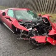 £250k Ferrari wrecked after driver loses control in rain on M602