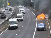 A470 car fire causes long delays and lane closure