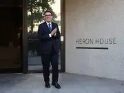 Andy Burnham's Manchester office has cardboard Larry the Cat and PM 'throne'