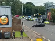 Bus hits cherry picker in Glasgow city centre; man hospitalised