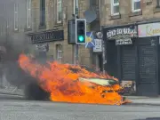 Car engulfed in flames at West Lothian traffic lights