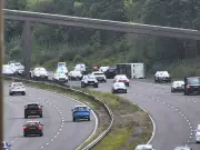 Caravan overturns on M4 near Bridgend causing heavy traffic