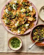Charred corn, jalapeño and black bean nachos: Georgina Hayden's quick snack