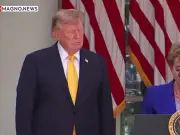 Donald Trump appears to fall asleep again during Rose Garden address