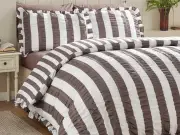 Dunelm's new seersucker bedding in chocolate and plum for autumn