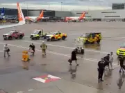 Fire crews meet easyJet flight at Manchester Airport after pilot reports fumes