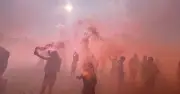 Flares and balloons mark A66 crash victim vigil