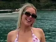 Helen Flanagan Shows Off White Bikini on Luxury Boat in Italy