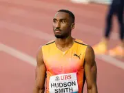 Hudson-Smith ready for Euros in front of stand named after him