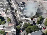 Huge fire breaks out at old bank in Tredegar