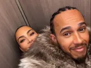 Kim Kardashian and Lewis Hamilton Share Loved-Up Selfies