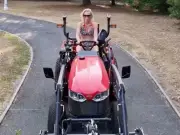 Laura Hamilton copies Cat Deeley with bikini lawn mowing